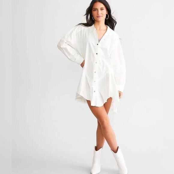 Free People Freya Poplin Button Up Shirt White Size XS - Picture 12 of 15